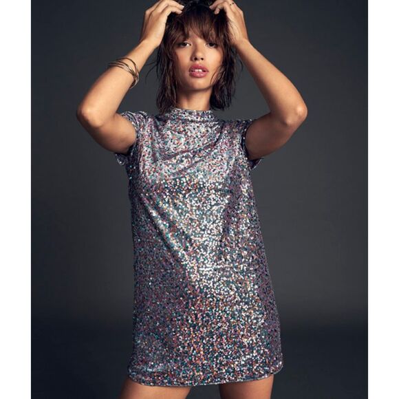 Superdry High Neck Sequin T-Shirt Dress Size 6 NWT - Picture 8 of 12